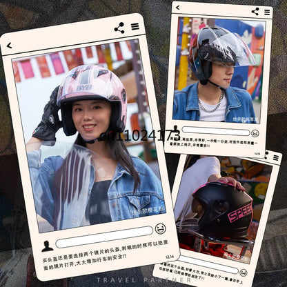 Electric Scooter Helmet, Motorcycle Riding Helmet, Four Season Dual Lens
