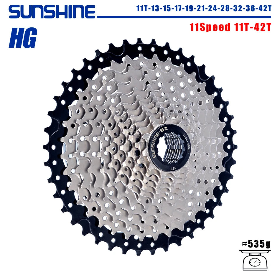 SUNSHINE Bicycle Cassette 8/9/10/11/12Speed Freewheel 32/36T/40T/42T/46T/50T/52T Sprocket HG Structure Flywheel For SHIMANO/SRAM 11 Speed 11T-42T China