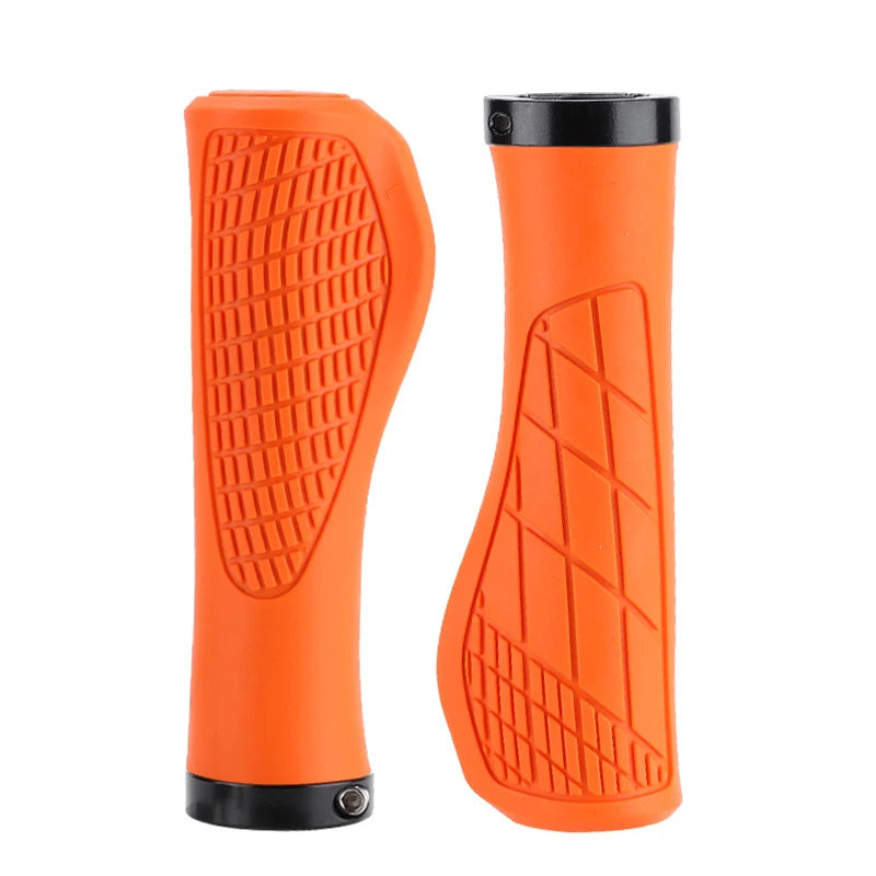 MTB Bicycle Grips Shockproof Bike Handlebar Cover Anti-Slip Lock on Bike Handle Cuffs Ergonomic Cycling Rubber Ball Handle Grips Orange