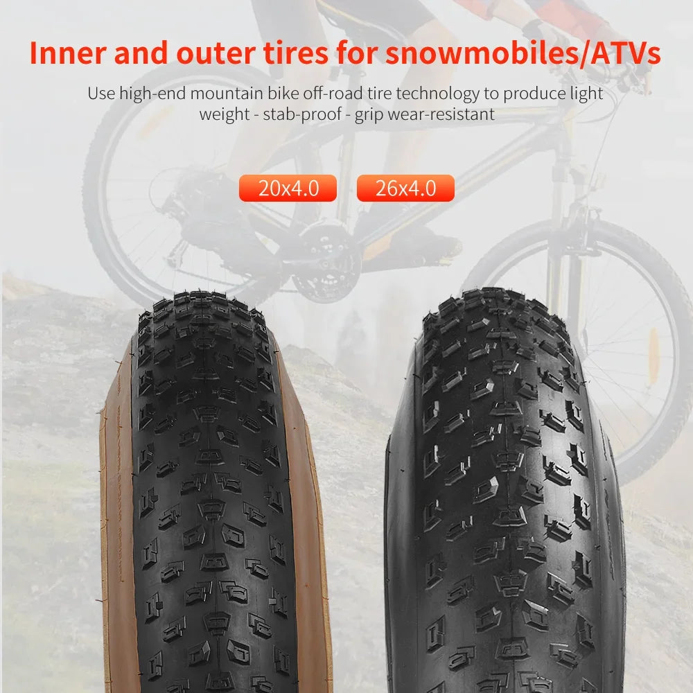 TANKE AntiPuncture Fat Tire Snow Beach Bike Tire 20x40 26x40
