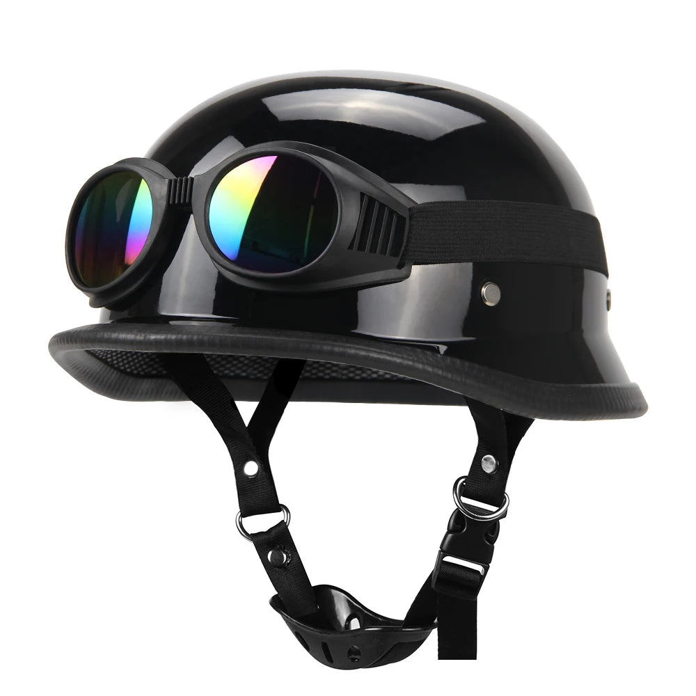 Motorcycle Open Face Helmet Vintage Fashion Safety Helmets Men Women Unisex Scooter Four Seasons Helmet