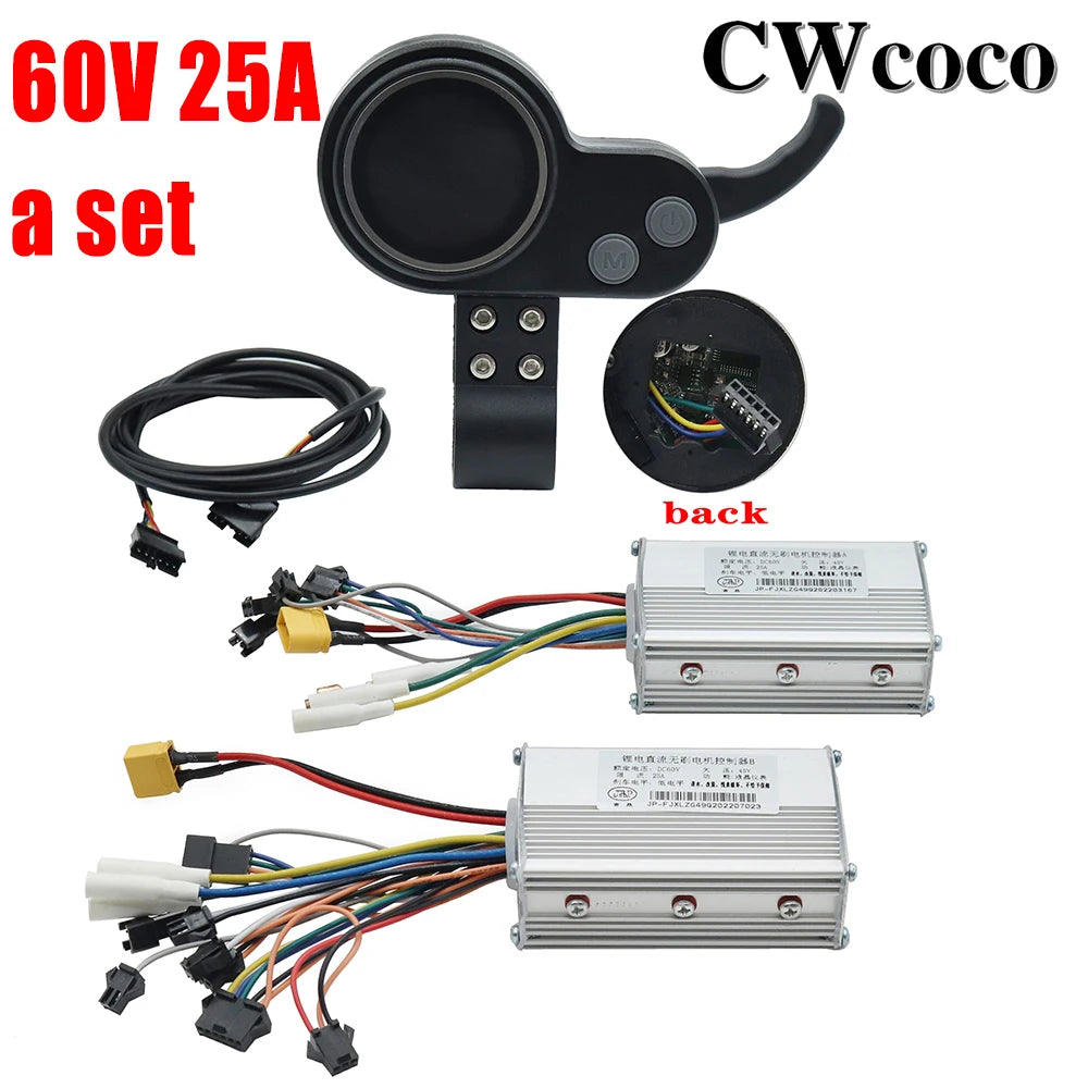 JP 48V 52V 60V 25A 50A Lithium Brushless DC Brushless Motor Controller LCD Blue Screen Instrument Accelerator Code Meter
