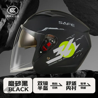 helmet motorcycle winter warm women's winter men's double mirror four-season helmet L009 matte black China