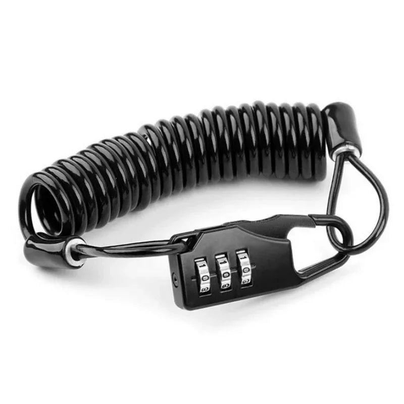 Multifunctional Helmet Lock Mountain Bike Wire Lock Safety Lock Bicycle Motorcycle Electric Vehicle Portable Password Cable Lock black
