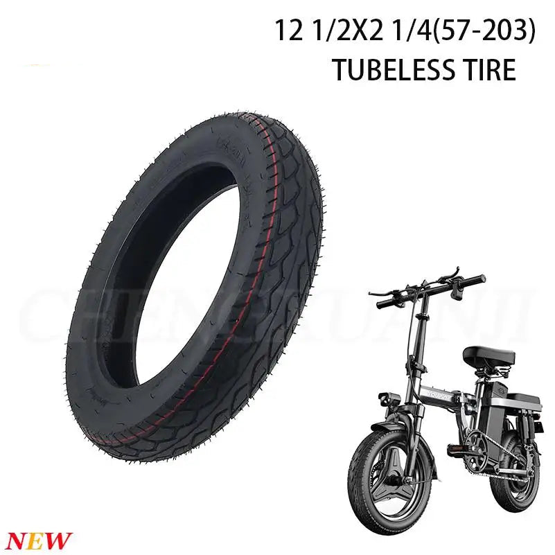 12 Inch Tubeless Tyres 12 1/2x2 1/4 57-203 Vacuum Tires Fits Electric Bicycle CarriFolding Electric Bicycle