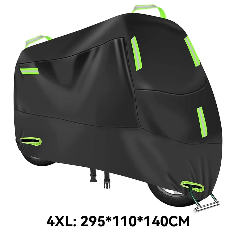 Motorcycle Cover Waterproof Outdoor Indoor Scooter Wear-resistant Fabric 210T Motorbike Cover All Season Dustproof UV Protective 4XL