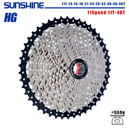 SUNSHINE Bicycle Cassette 8/9/10/11/12Speed Freewheel 32/36T/40T/42T/46T/50T/52T Sprocket HG Structure Flywheel For SHIMANO/SRAM 11 Speed 11T-46T China