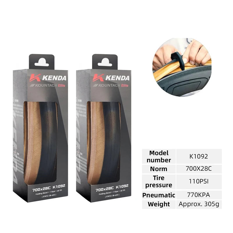 Kenda K1092 New 700x25/28c Puncture Protection Urltra-Light Bicycle Rubber Folding Tire Road Bicycle Puncture Resistant Tyre 700x28C Brown 2pcs China