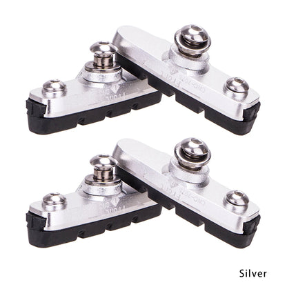 ZTTO Road Bike Brake Shoes C Caliper Hoof Replaceable Rubber Pads CNC Shell Block For Aluminum Alloy Rims Friction Wheel Brake Silver 2 Pairs