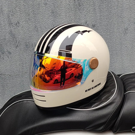 ORZ Vintage Full Face Motorcycle Helmet for Men and Women