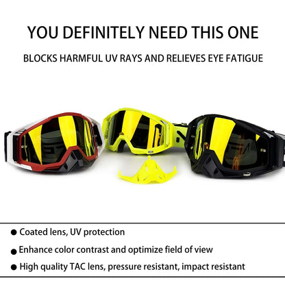 NAFEIB Motocross Glasses Motorcycle Sunglasses Man Windproof Protection Skiing Cycling Racing Off-Road Goggles Tear-off Film