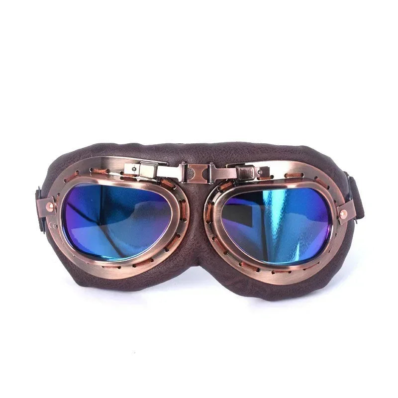 Retro Motorcycle Goggles Glasses Vintage Moto Classic Goggles for Harley Pilot Steampunk ATV Bike Copper Helmet 1Pcs