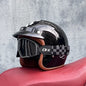 Motorcycle Half Open Face Four Seasons Universal Semi-open Motocross Helmet Black Happy BBG