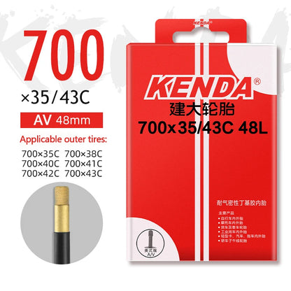 KENDA Bicycle Inner Tube 1PC 700C 23-25C 28-32C 35-43C Schrader Presta Butyl Rubber MTB Road Bike Tube Inner Tyre Bicycle Parts 700-35-43C-AV48L