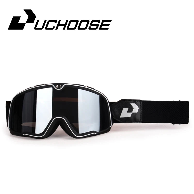 Retro Motorcycle Goggles Ski Glasses Sunglasses ATV Goggles Non-slip Belt AntiUV Cafe Racer Chopper Cycling Racing Free shipping 18