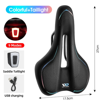 WEST BIKING Thicken Bicycle Saddle Comfortable Shockproof Cycling Seat Hollow Non-slip Soft Cushion Travel MTB Road Bike Saddle