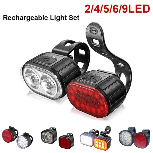 BUCKLOS Bike Light Set Front and Rear Lights Led Bicycle Lamp USB Rechargeable Cycling Flashlight for Road MTB Bicycle Lantern