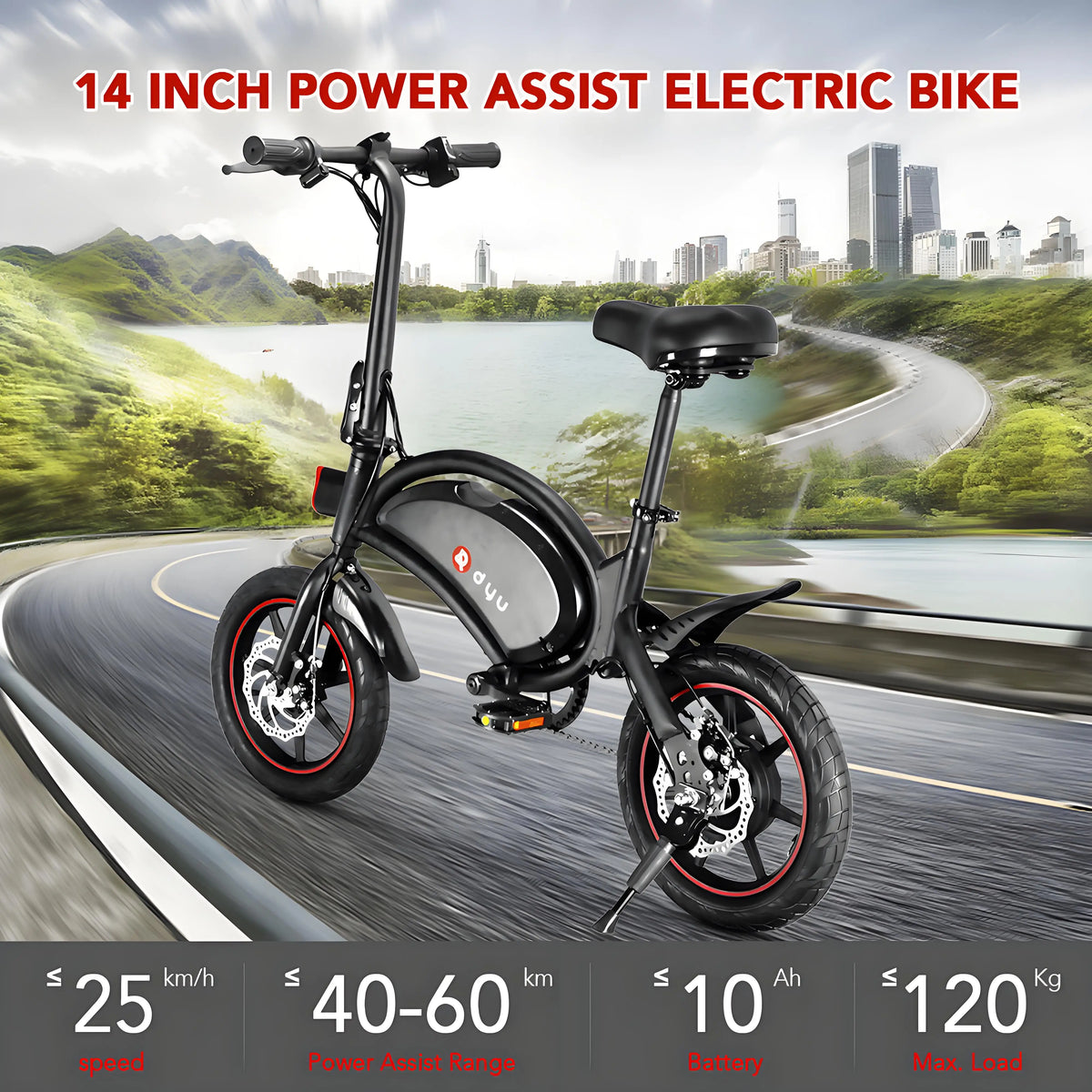   DYU D3F 250W Foldable Electric Bike 36V 10Ah – Compact City Commuter E-Bike