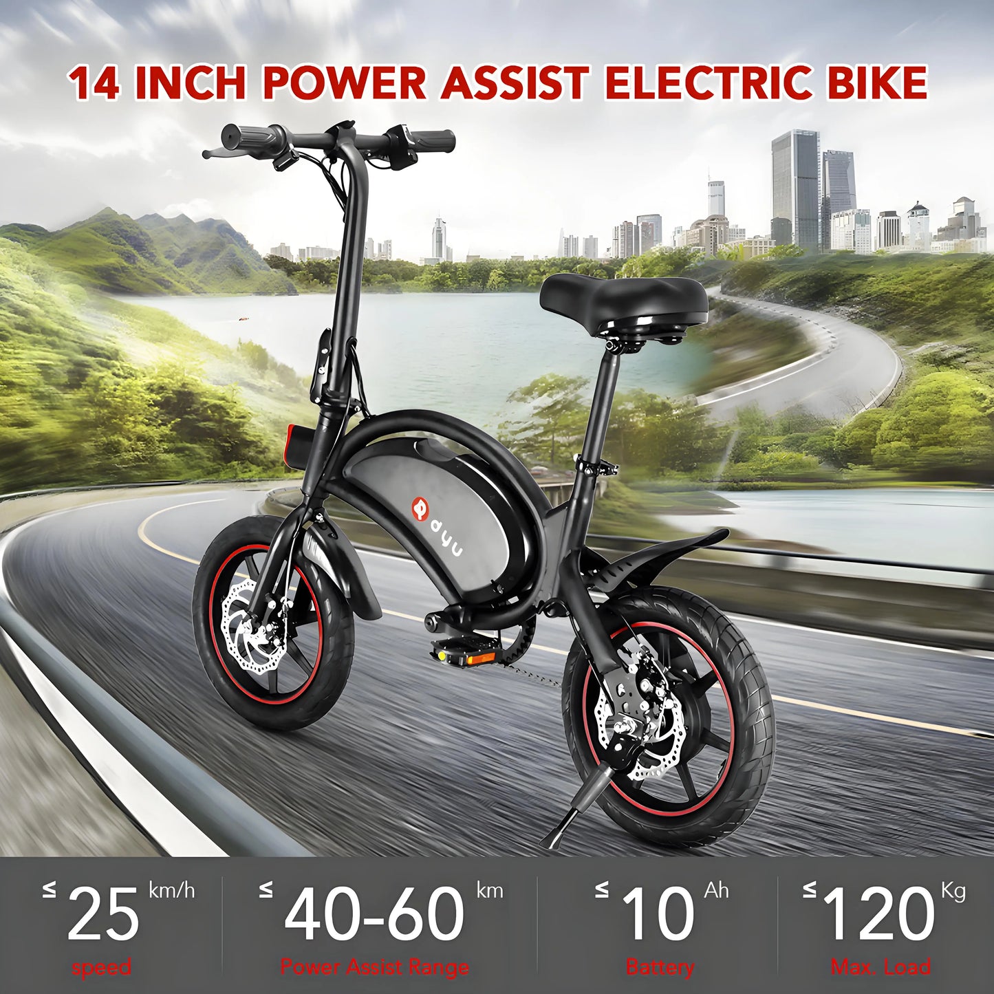 DYU D3F 250W Foldable Electric Bike 36V 10Ah – Compact City Commuter E-Bike