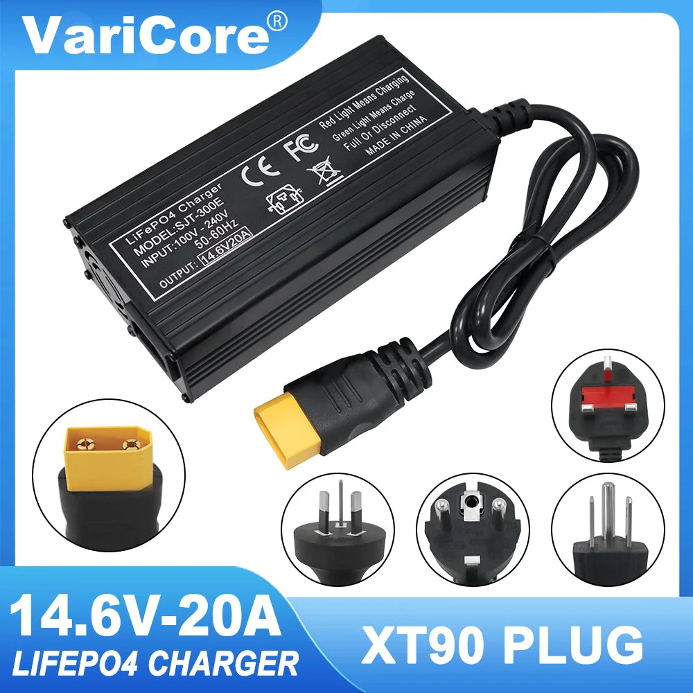 VariCore 14.6V 20A Smart Lifepo4 Battery Charger 110-220V 4S 12V High Power Charger For Lithium iron Phosphate Battery Pack