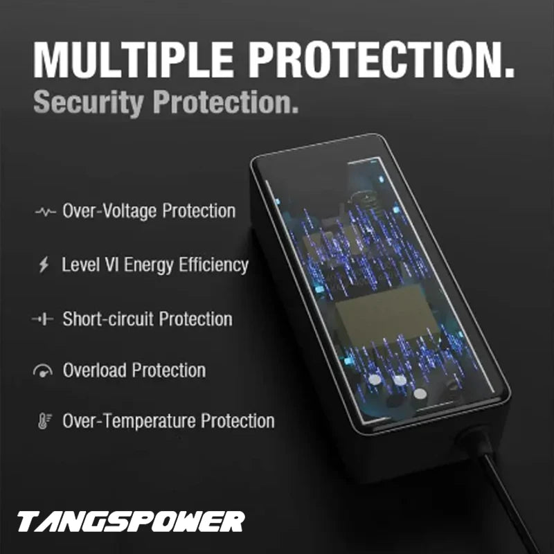 TANGSPOWER 54.6V 4A Smart Charger For Kugoo C1/G2/M4 13S Li-ion Battery Pack-Fast Charge with Cooling Fan, CE/FCC/UL Certified