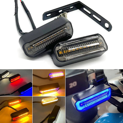 2pcs Universal 12V Motorcycle Signals Lights Electric Vehicle LED Running Water Turn Lights Scooter Accessories Cornering Lights