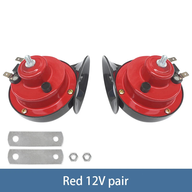 Modified Motorcycle 12V Snail Horn High-frequency Universal 300DB Horn Waterproof Car Electric Horn Red 12V pair