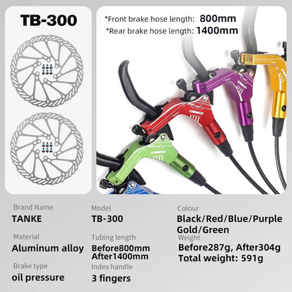 TANKE MTB Bike Hydraulic Disc Brake Set 160mm Rotors Oil Calliper Plate Front Rear Mountain Bicycle