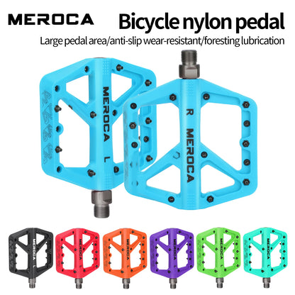 MEROCA Nylon Bicycle Pedals Ultralight Seal Bearings Mountain Road Bike Flat Platform WaterProof Bicycle Pedals Non-Slip Parts
