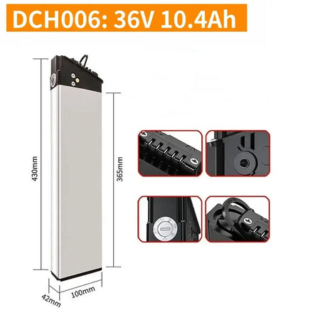 DCH-003/006/009 E-Bike Battery 36V 48V 52V (10Ah-17Ah) 350W-1000W with detailed features