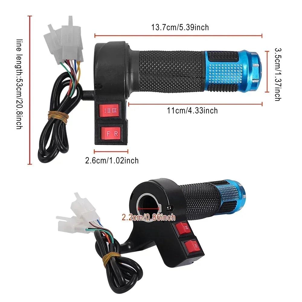 24V 36V 48V 60V 72V Electric Bicycle Finger Throttle Twist Throttle Thumb Throttle with Handle Grips Part for Tricycle/E-scooter