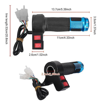 24V 36V 48V 60V 72V Electric Bicycle Finger Throttle Twist Throttle Thumb Throttle with Handle Grips Part for Tricycle/E-scooter