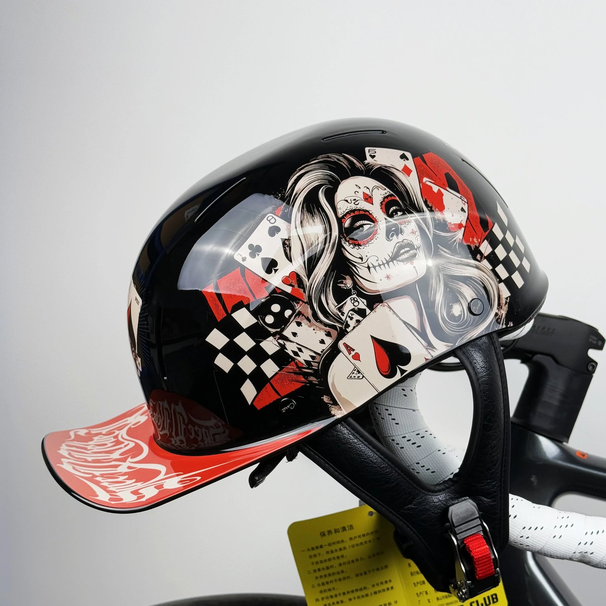 Vintage Half Helmet Motorcycle Helmet For Men Women Summer Universal Electric Motorcycle Red-Heart China