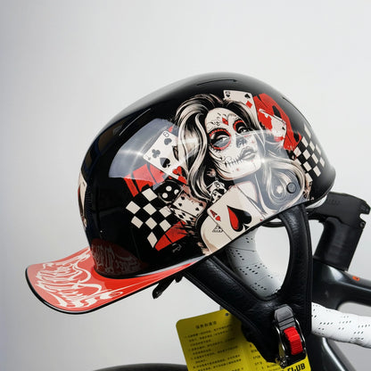 Vintage Half Helmet Motorcycle Helmet For Men Women Summer Universal Electric Motorcycle Red-Heart China