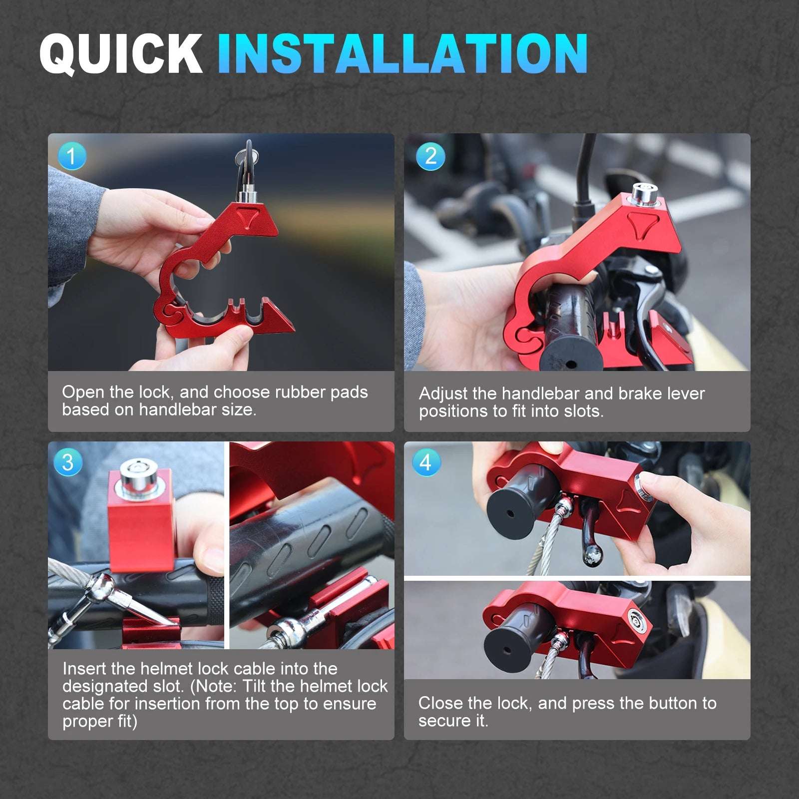Motorcycle Handlebar Lock Motorcycle Helmet Lock Brake Lock Anti-Theft Grip Lock Combo bicycle security equipment adjustable