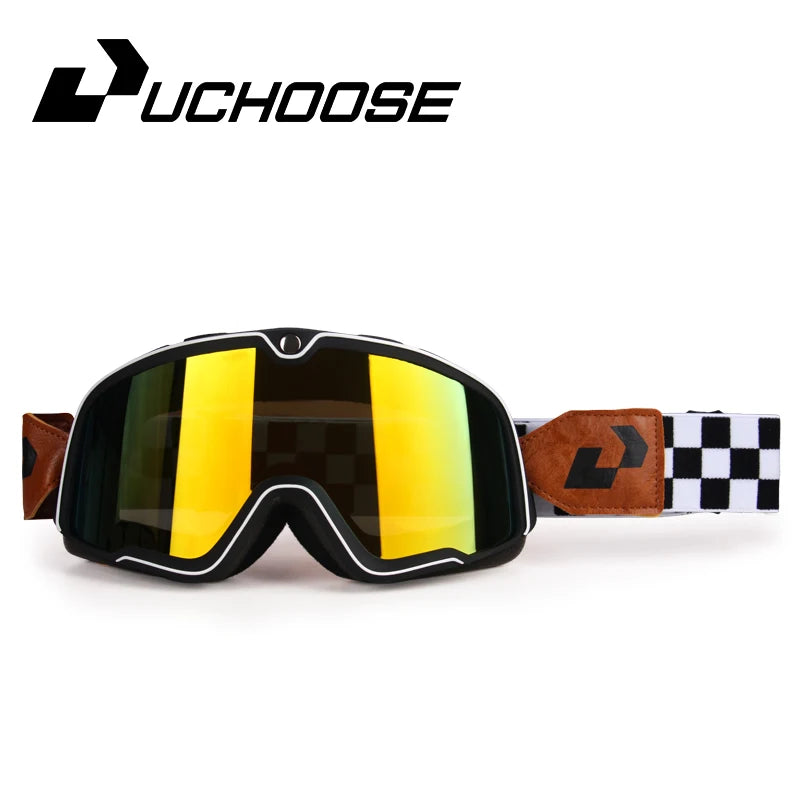 Retro Motorcycle Goggles Ski Glasses Sunglasses ATV Goggles Non-slip Belt AntiUV Cafe Racer Chopper Cycling Racing Free shipping 5