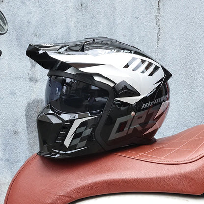 Fighter Combination Helmet Retro Motorcycle Helmet Men's and Women's Half Full Helmet 3 China
