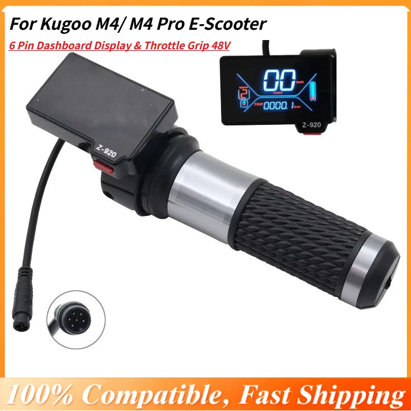 6 Pin Z-920 LCD Dashboard Display and Throttle Grip Set for Kugoo M4 Pro
