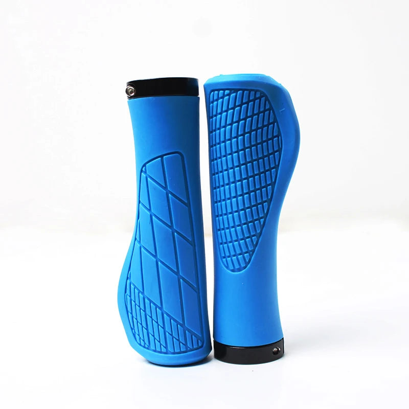 MTB Bicycle Grips Shockproof Bike Handlebar Cover Anti-Slip Lock on Bike Handle Cuffs Ergonomic Cycling Rubber Ball Handle Grips Blue