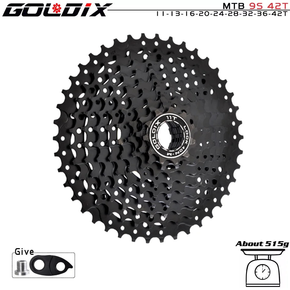 GOLDIX Black MTB Cassette 8/9/10/11/12 Speed 40/42/46/50T K7 Bicycle Freewheel Sprocket