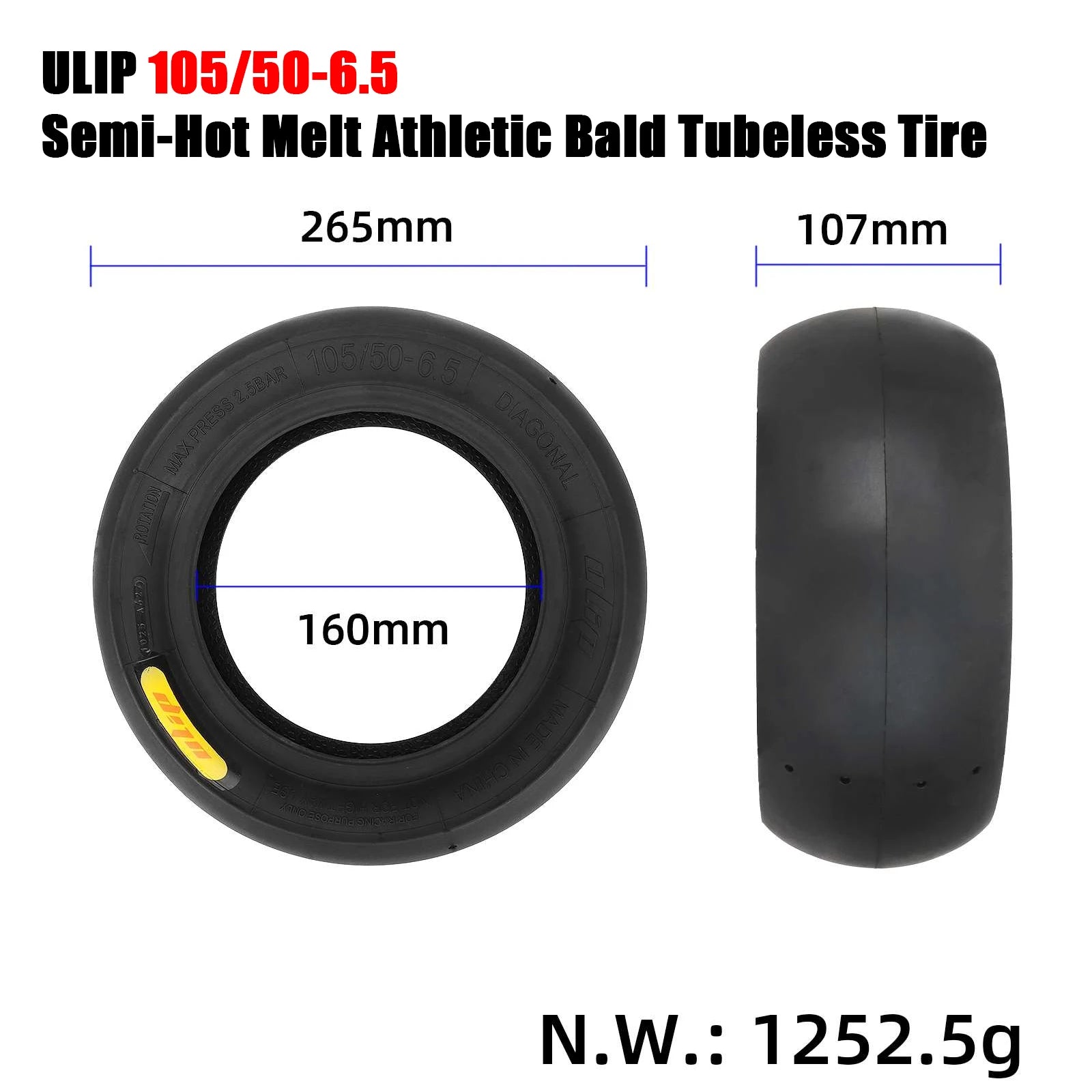 ULIP 11 Inch Semi-Hot Melt Athletic Bald Tubeless Tires for Dualtron Ultra2 THUNDER II Kaabo Wolf Warrior Electric Scooter Tyres