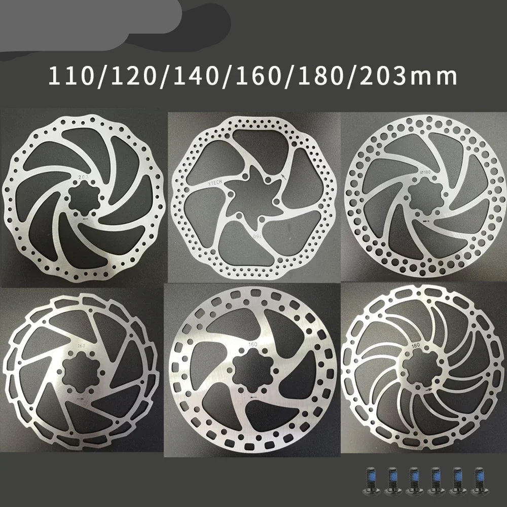 Stainless Steel Brake Rotor 110/120/140/160/180/203mm MTB Road Bike Disc with Bolts Brake Disk