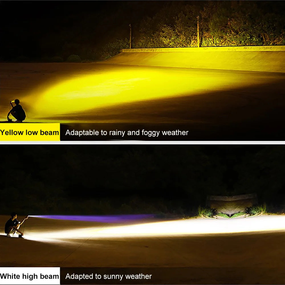 32W Motorcycle Spotlights Led 3200lm Yellow White Owl Four Mode Strobe 8-85V Motorcycle Lamp Universal Moto Headlight Spotlights