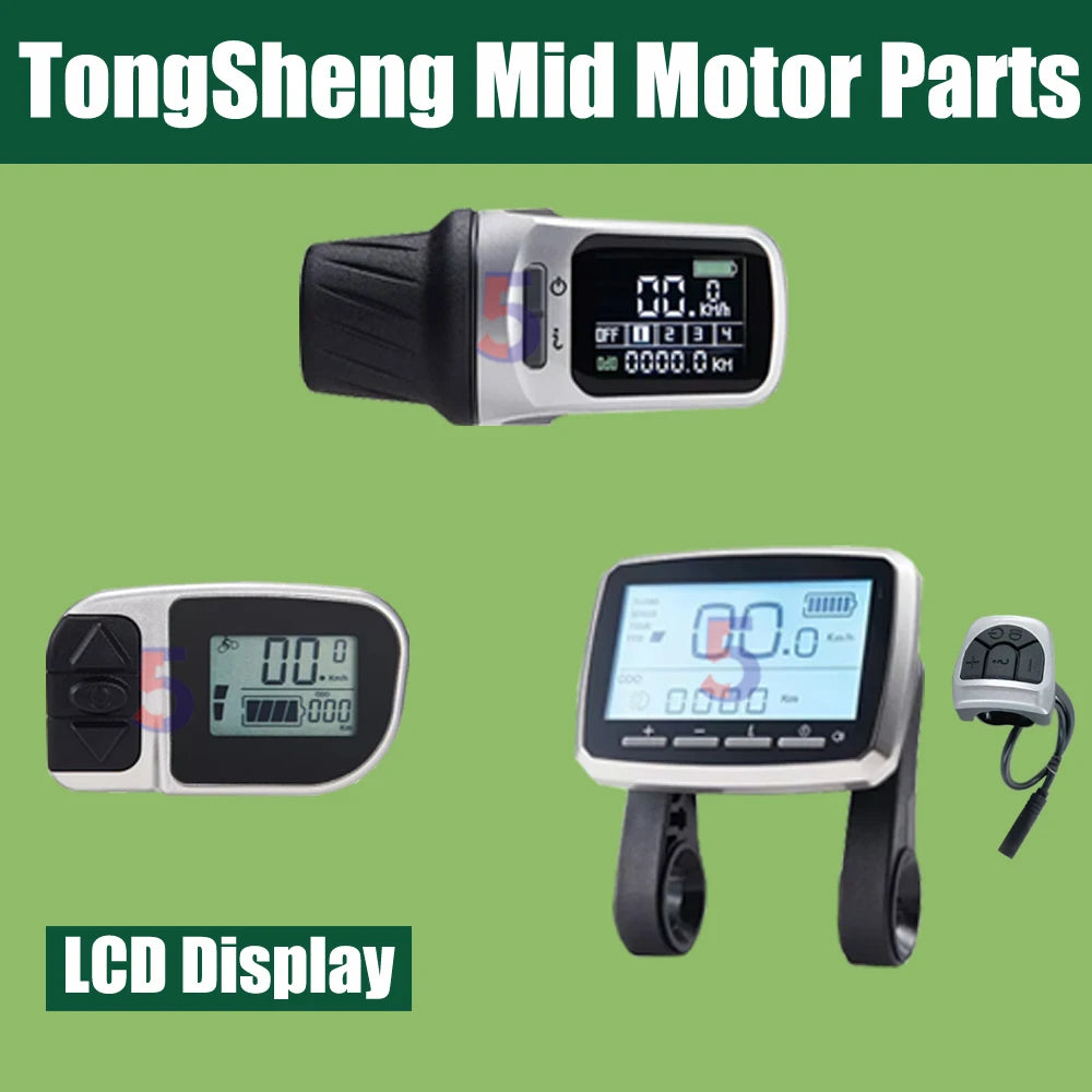 Compact VLCD6 display screen mounted on Tongsheng TSDZ2 ebike handlebar