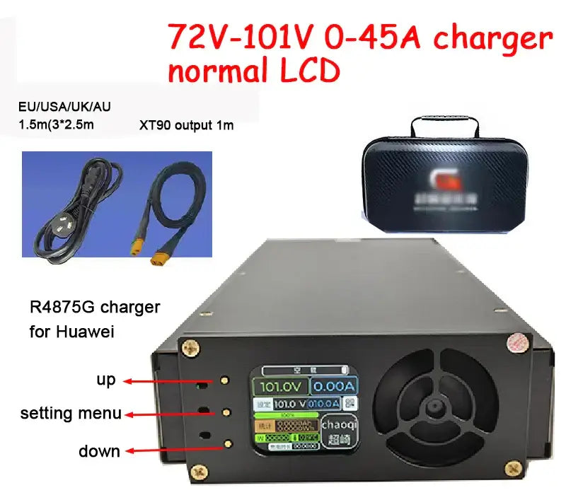 Smart Bluetooth Lithium Battery Charger | Adjustable Current & Voltage | 48V-168V Universal Fast Charger (20A-60A) for Huawei Systems