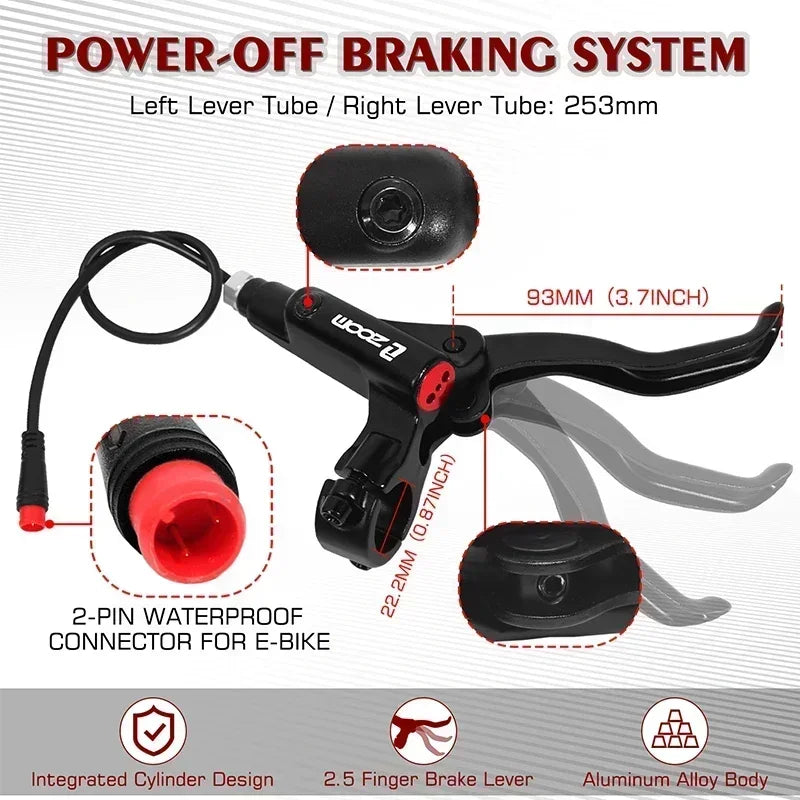 ZOOM Bicycle Hydraulic Disc Brake Set 2 Piston Oil Pressure MTB Brake 1100/1850mm Disc Brake for E-Bike Scooter Mtb Folding Bike