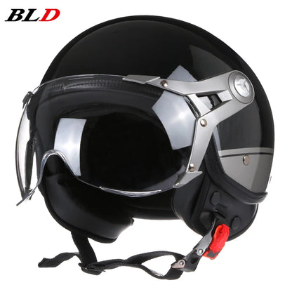 Motorcycle Helmet Jet with Visor Motorbike Riding 3/4 Open Half Helmet Retro Scooter