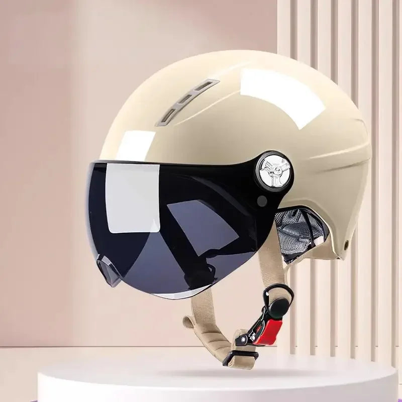Side profile of unisex UV protective safety helmet showing aerodynamic design
