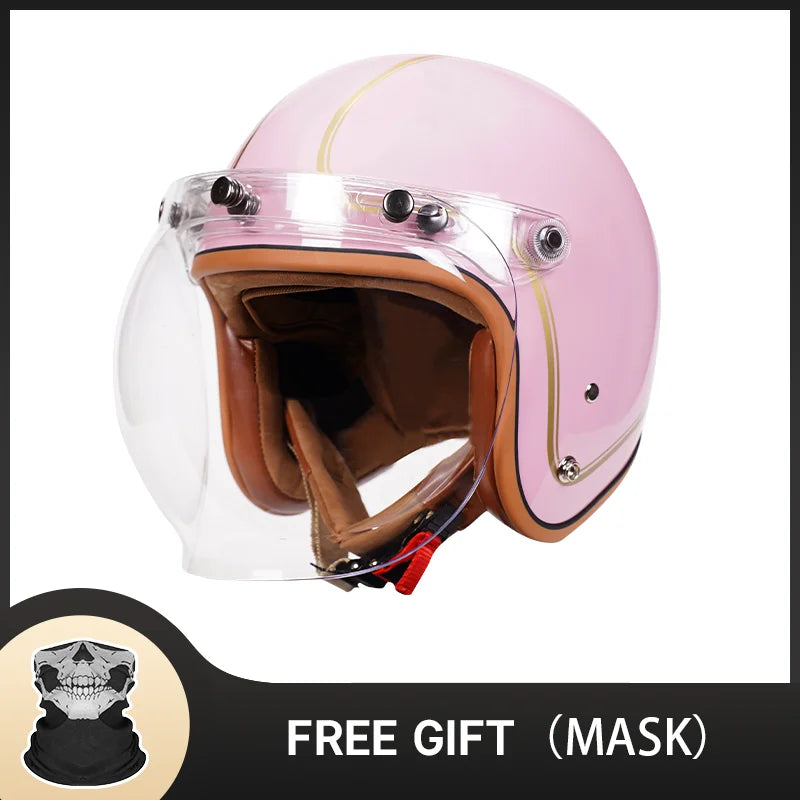 New Arrival Fashion Vintage Helmet with Bubble Visor Windproof Open Face Helmet
