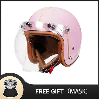 New Arrival Fashion Vintage Helmet with Bubble Visor Windproof Open Face Helmet